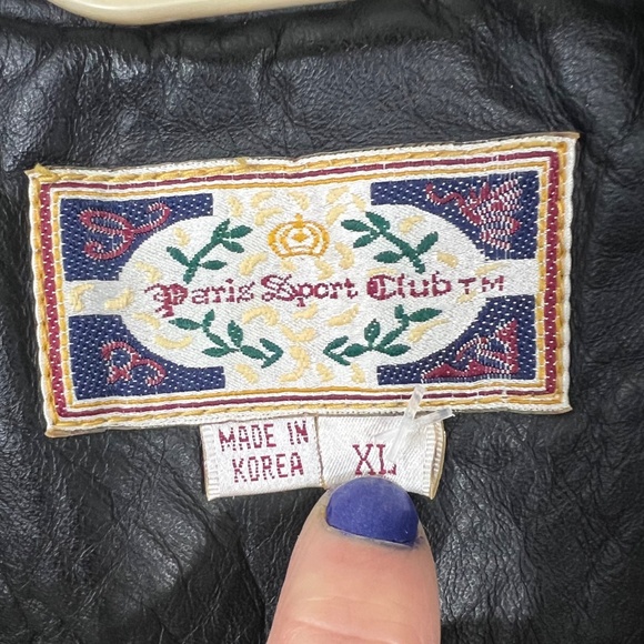 VINTAGE |•PARIS SPORT CLUB•| Long Black Leather Jacket/Coat Duster Size XL - Picture 11 of 16